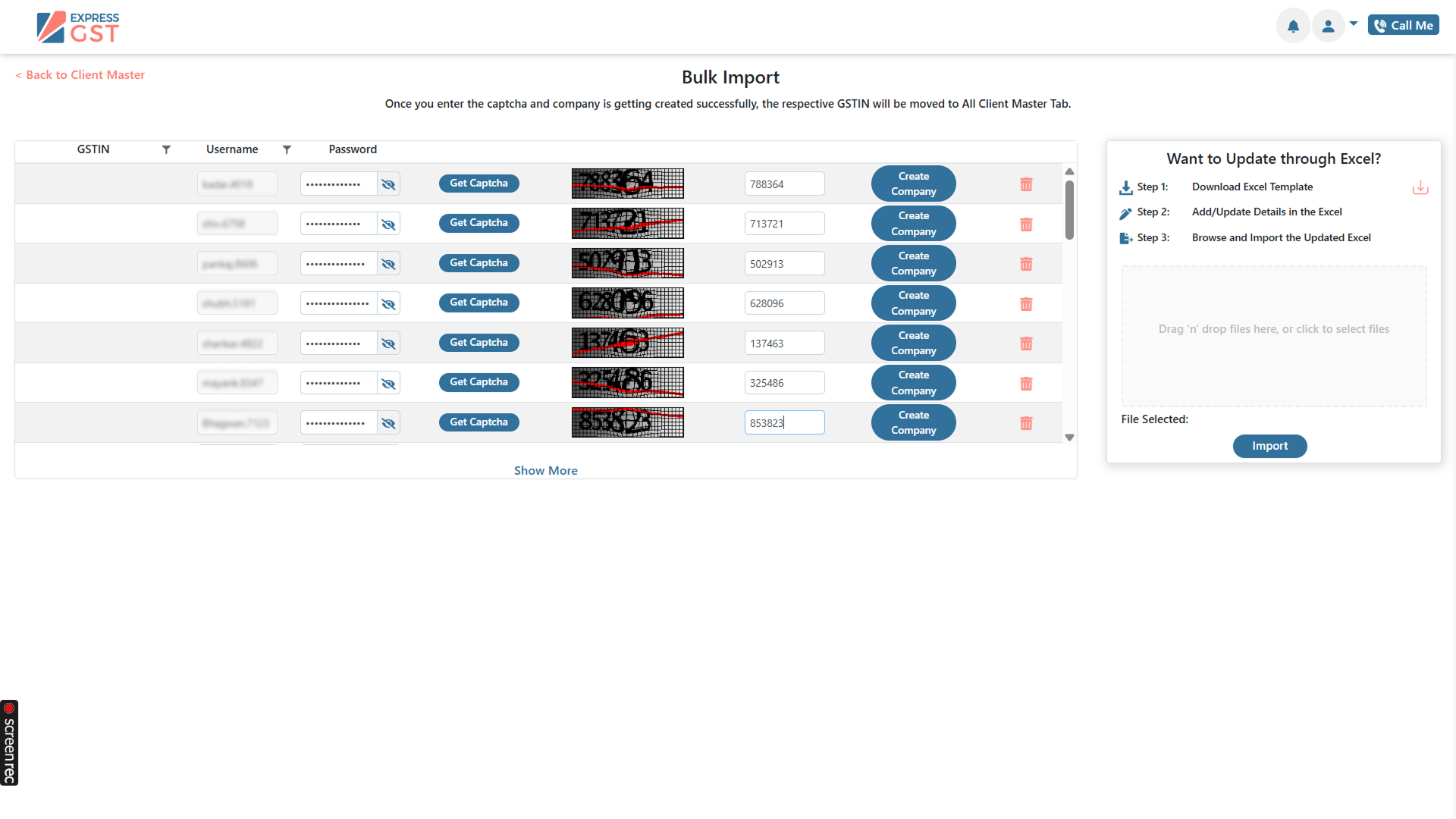 Bulk client import.
